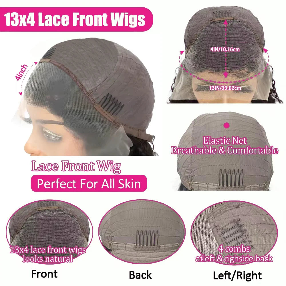 Body Wave Bob Wig Human Hair 13X4 Lace Front Wig 200% Density Transparent 4×4 Lace Frontal Brazilian Virgin Bob Wig for Women