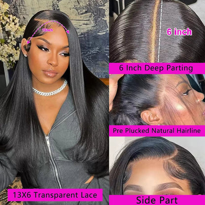 13X6 Lace Front Human Hair Wigs 30 Inch Straight Human Hair Wigs Transparent Brazilian Wigs Human Hair for Women Pre Plucked
