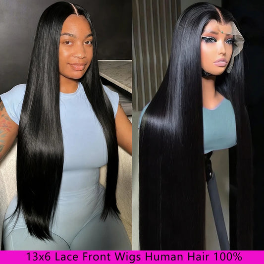 13X6 Lace Front Human Hair Wigs 30 Inch Straight Human Hair Wigs Transparent Brazilian Wigs Human Hair for Women Pre Plucked