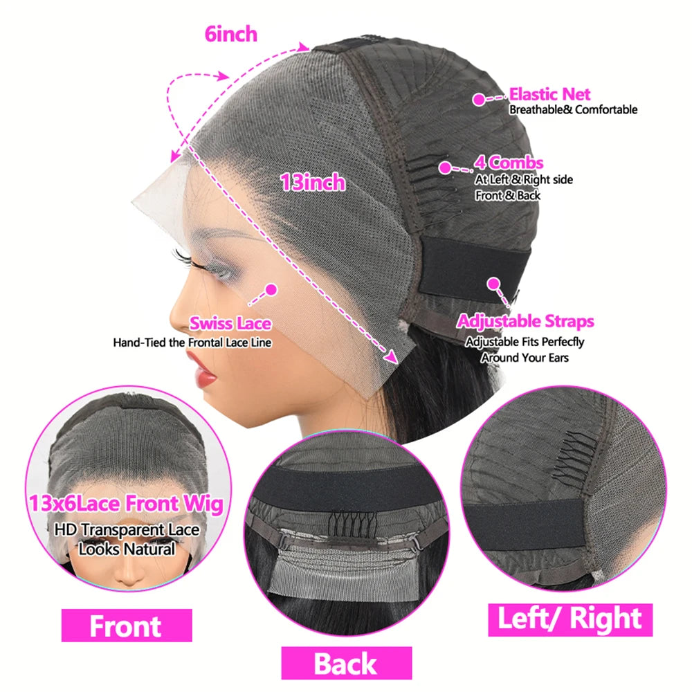13X6 Lace Front Human Hair Wigs 30 Inch Straight Human Hair Wigs Transparent Brazilian Wigs Human Hair for Women Pre Plucked