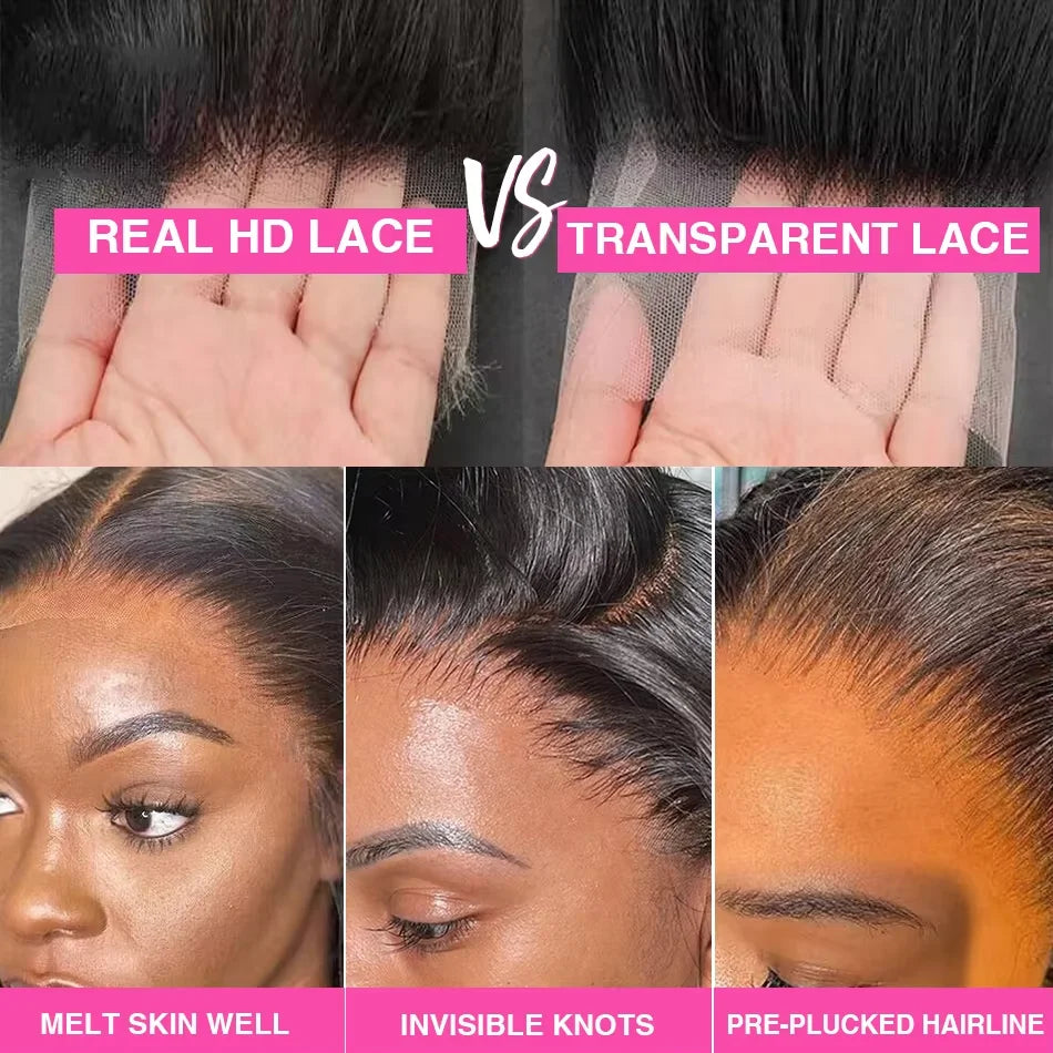 HD Transparent 13X4 13X6 Body Wave Lace Front Wig Pre Plucked 360 Lace Frontal Wig Human Hair Wigs for Women 7X6 Wig 200 Density